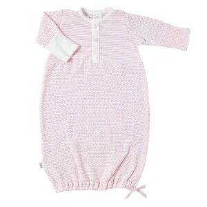 PATY INC Knit newborn gown baby girl long sleeve mittens placket onesie bow